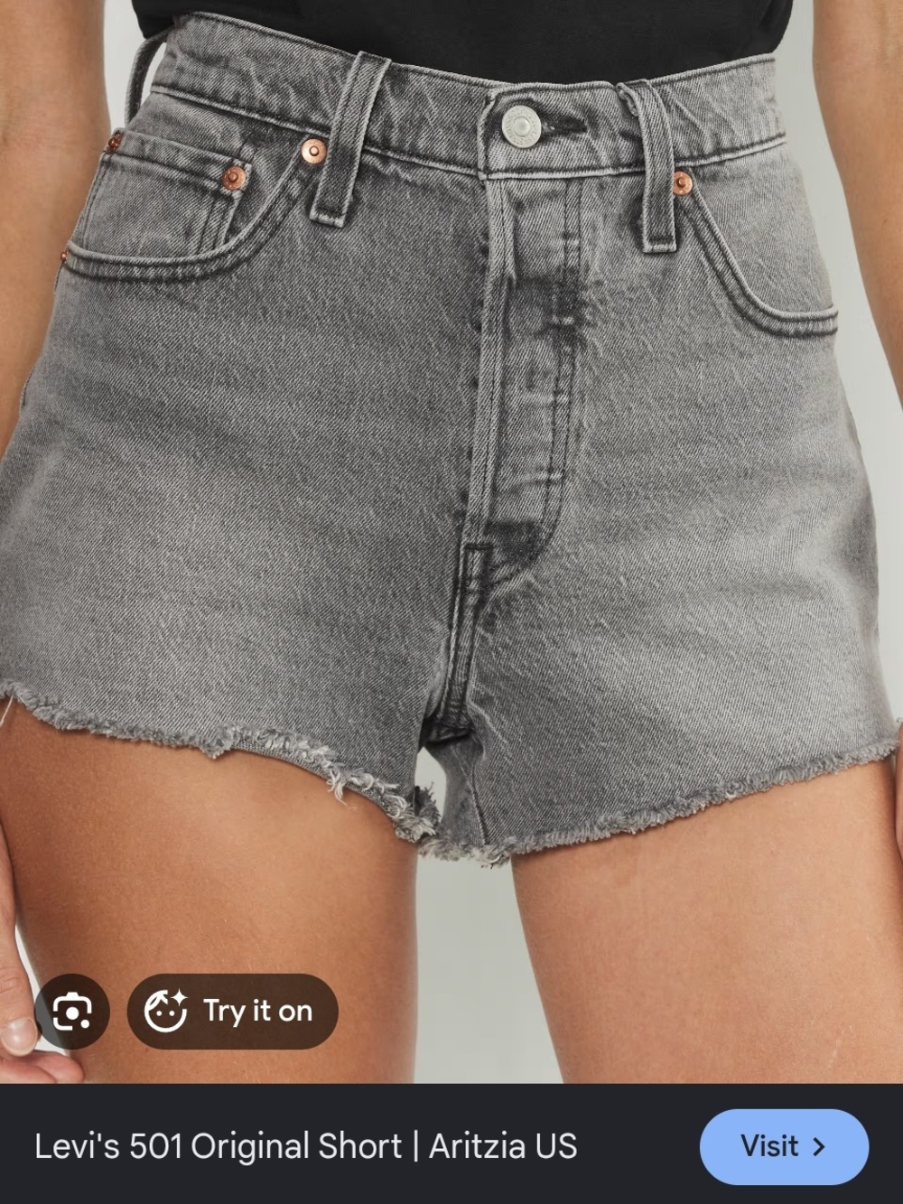 Levi's 501 High-Rise Grey Denim Shorts